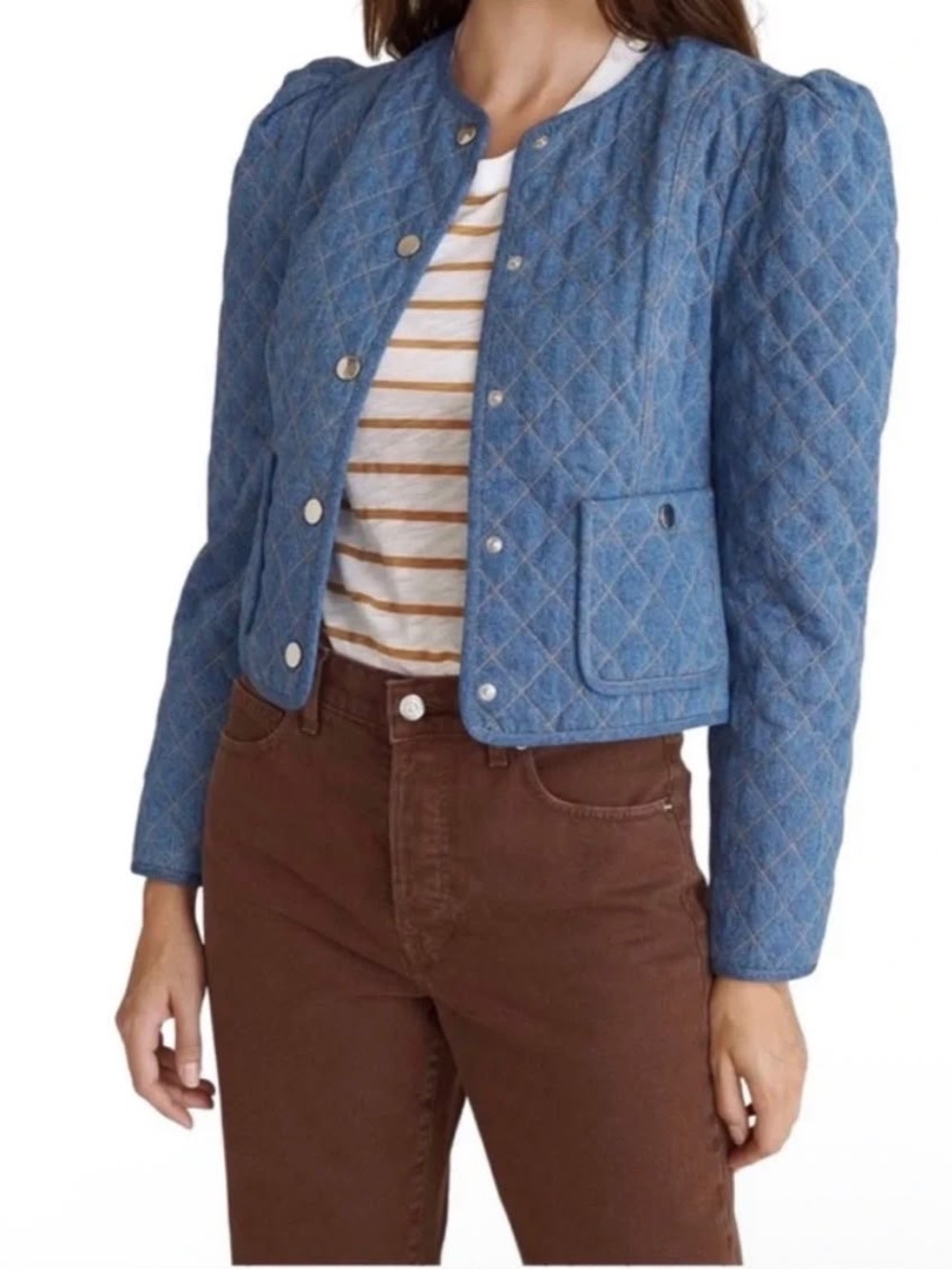 Veronica Beard Camilla Quilted Denim Jacket – Size L